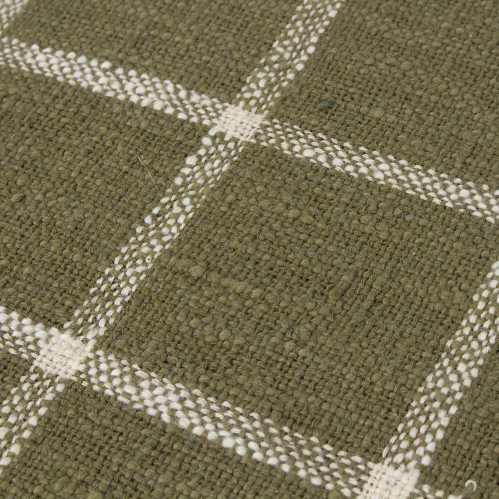 Yard Beni Moss Green and Natural Checked Fringed Throw 130 x 180cm Image 3