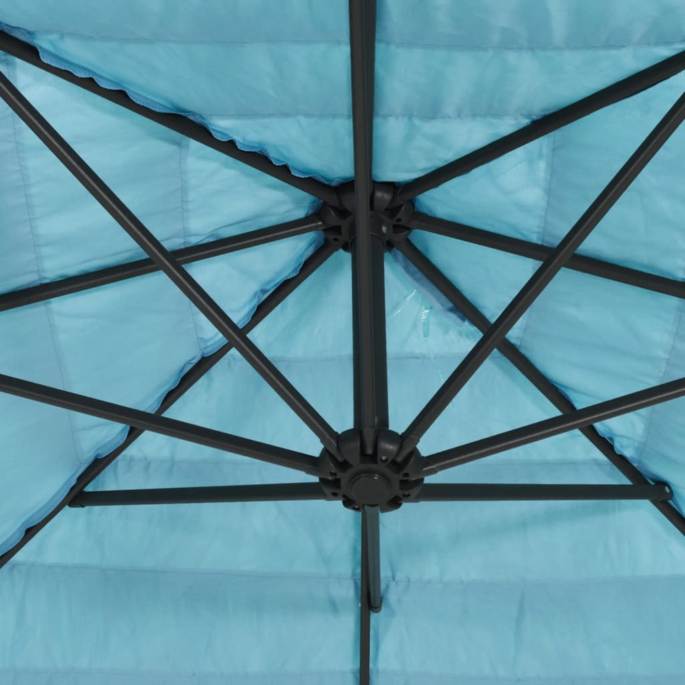 vidaXL Blue Straw Top Cantilever Parasol with Steel Pole 2.6m Image 8