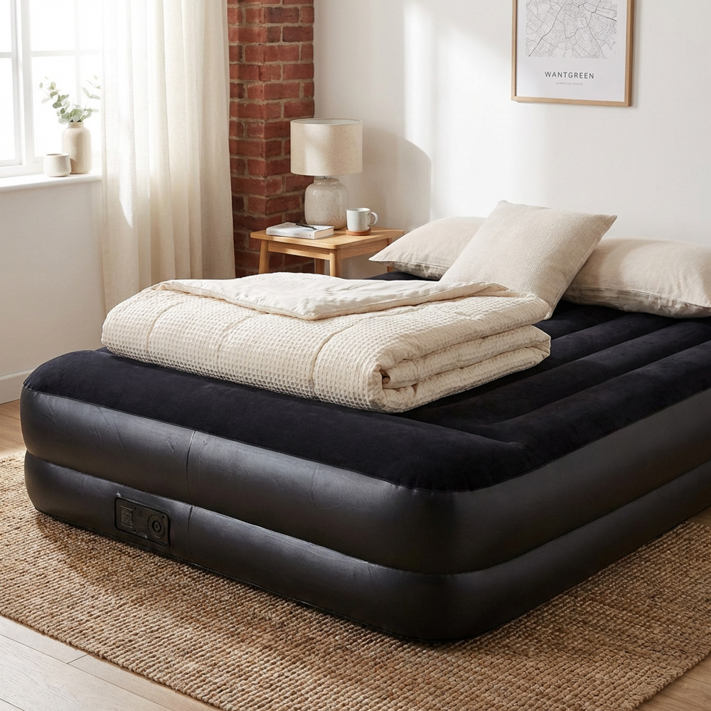 High Raised Queen Size Airbed with Pump Image 4