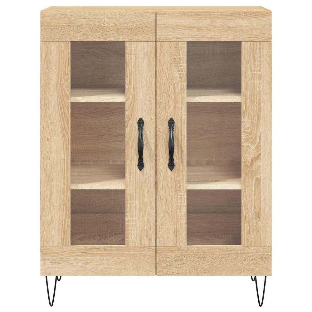 vidaXL 2 Glass Door 3 Shelf Sonoma Oak Highboard Image 8