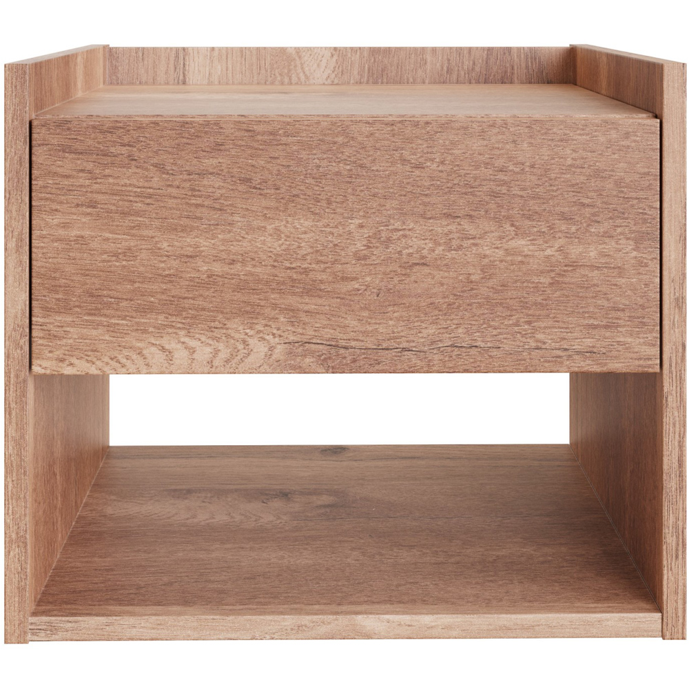 GFW Harmony Single Drawer Oak Wooden Wall Mounted Bedside Table Set of 2 Image 4