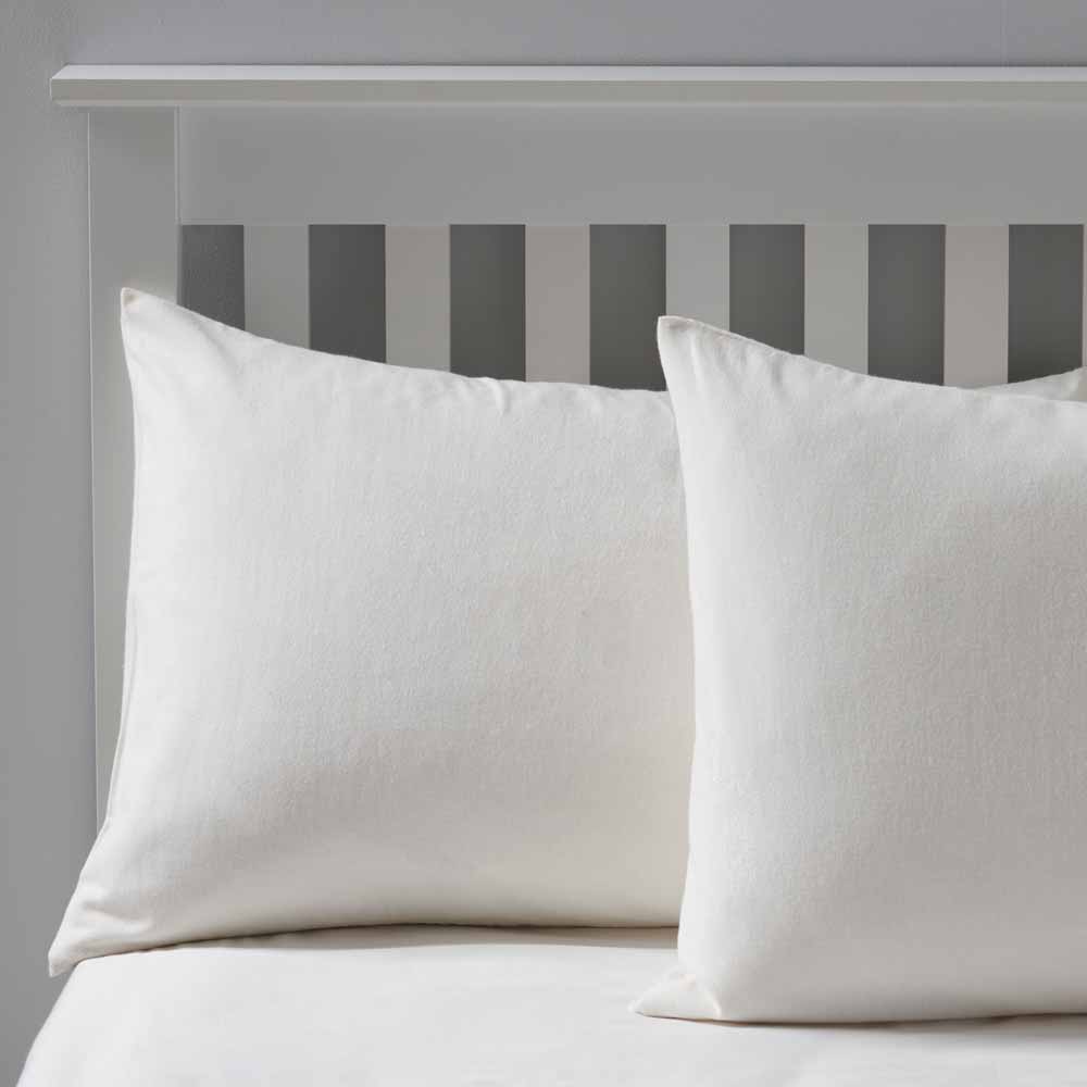 Wilko 100 Brushed Cotton Cream Housewife Pillowcases 2 pack Wilko