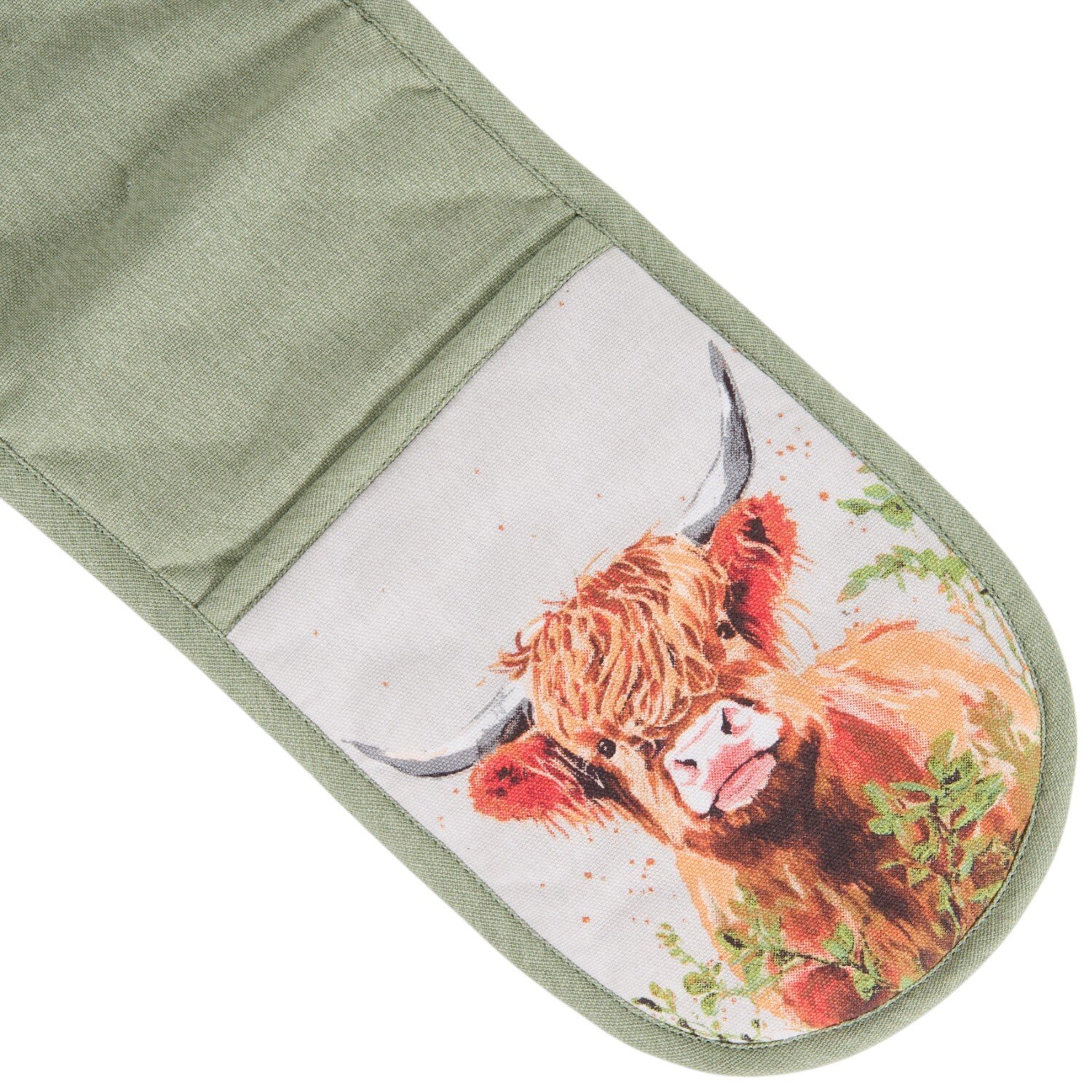 The Highland Cow Double Oven Glove Green Image 4