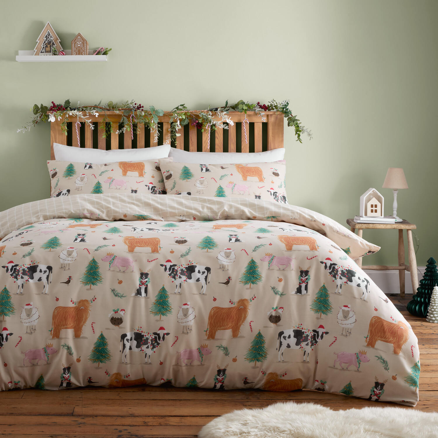 Christmas Farm Duvet Set - Natural / Single Image 1