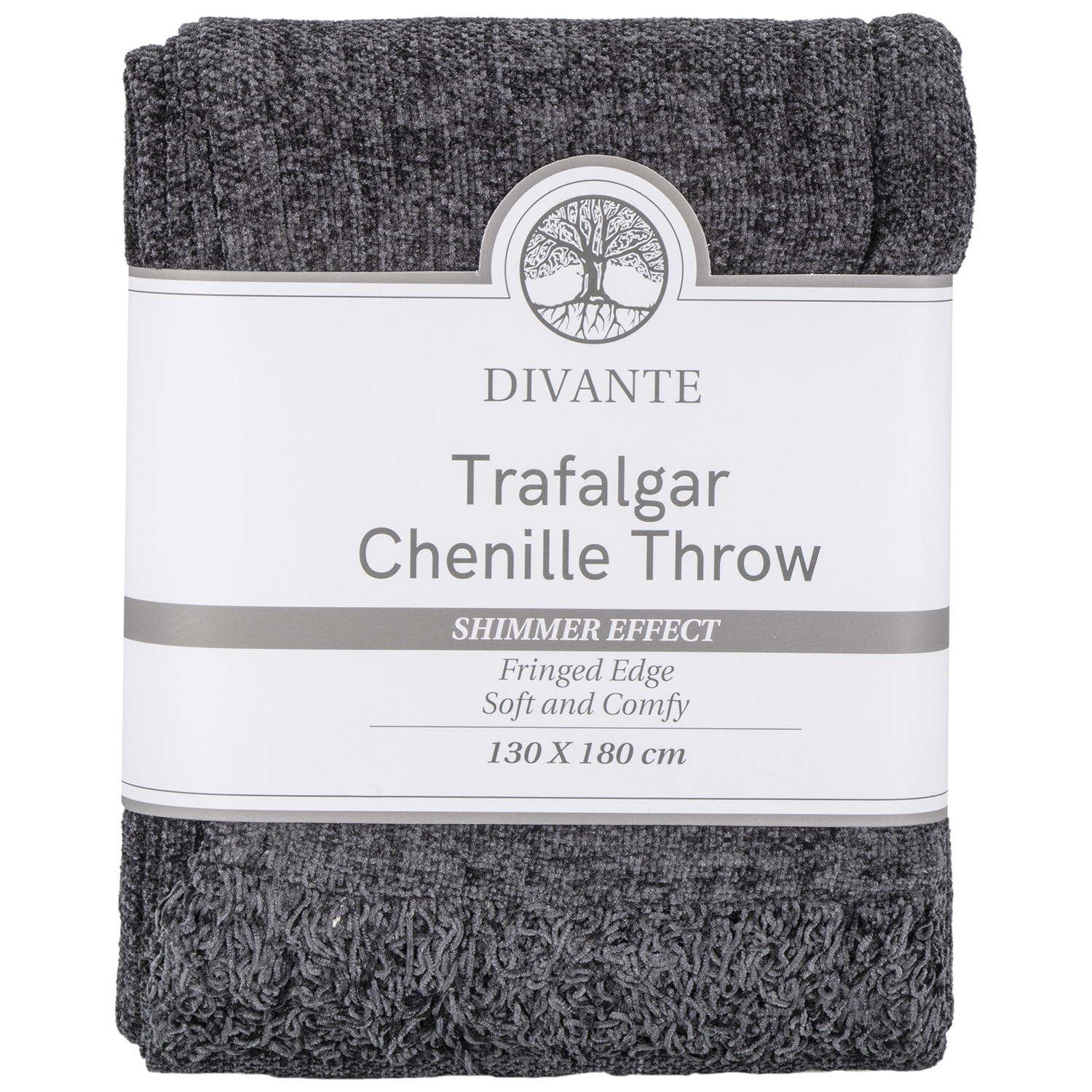 Shimmer Effect Trafalgar Chenille Throw - Charcoal Image 1