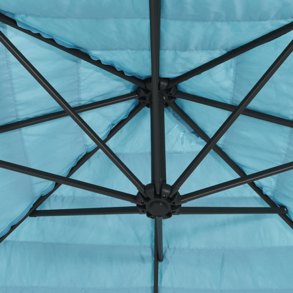 vidaXL Blue Straw Top Garden Parasol with Steel Pole 3m Image 7