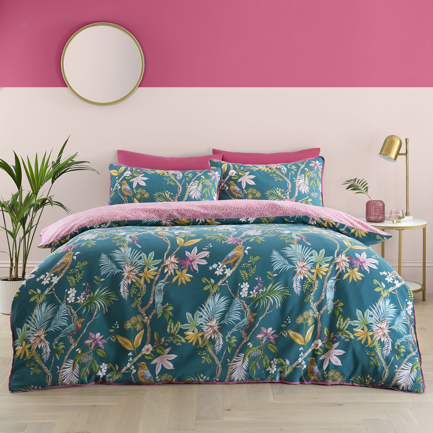 Botanical Birds Duvet Set Multicolour King Image 1