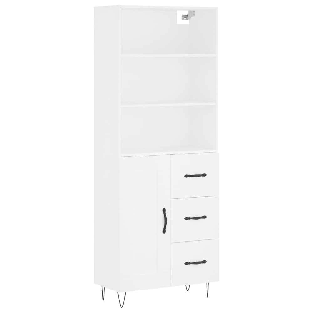 vidaXL Single Door 3 Drawer 3 Shelf White Highboard Image 2