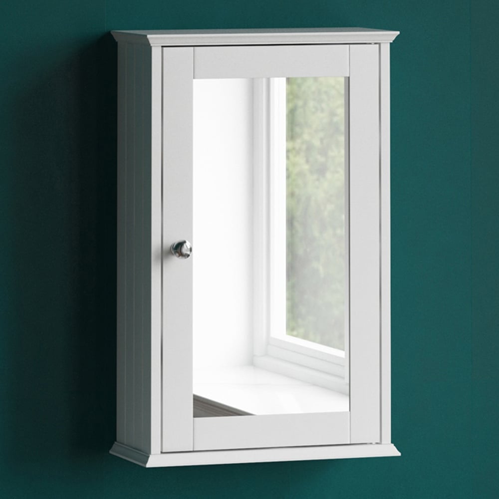 Bath Vida Priano White Single Door Mirror Bathroom Cabinet Image 5