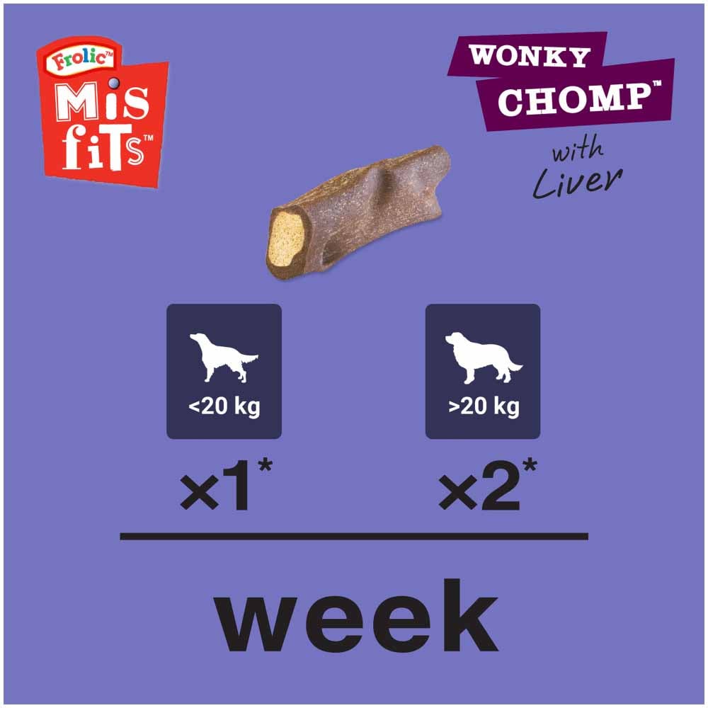 Misfits Wonky Chomp Adult Medium Dog Treats Liver 170g Case of 12 x 2 Pack Image 7