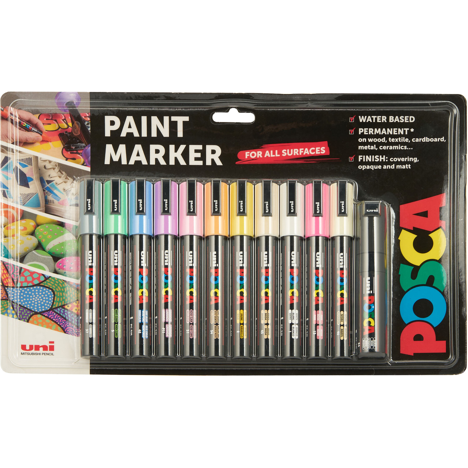 Pack of 12 POSCA Paint Markers Soft Tones Image 1