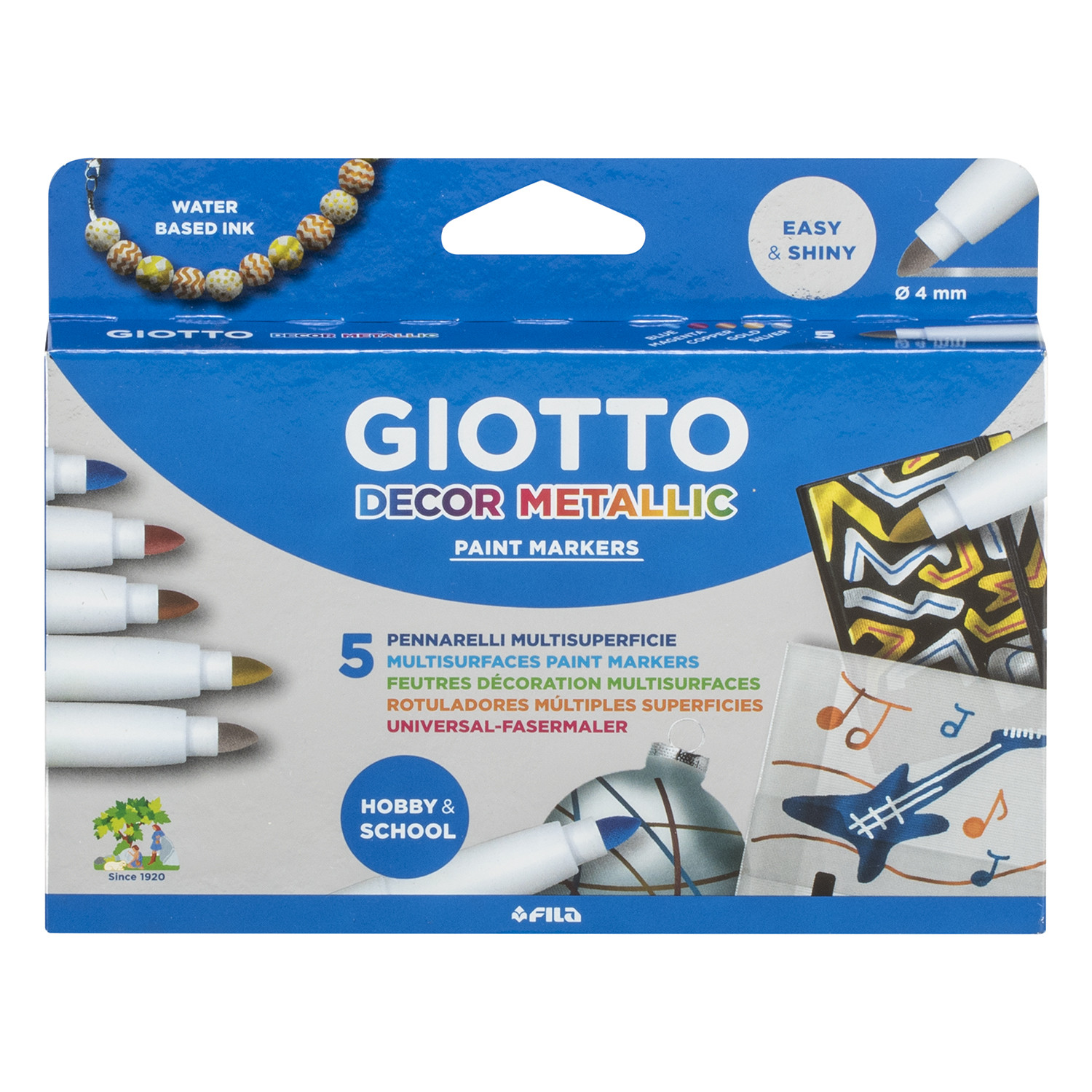 Pack of 5 Giotto Decor Metallic Paint Markers Image 1