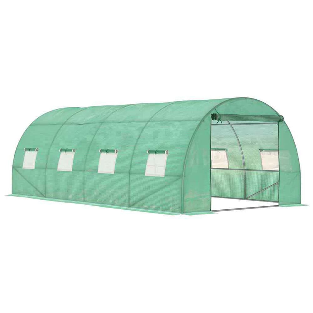 Outsunny Green PE Cover 19.5 x 9.8ft Walk In Polytunnel Greenhouse Image 1