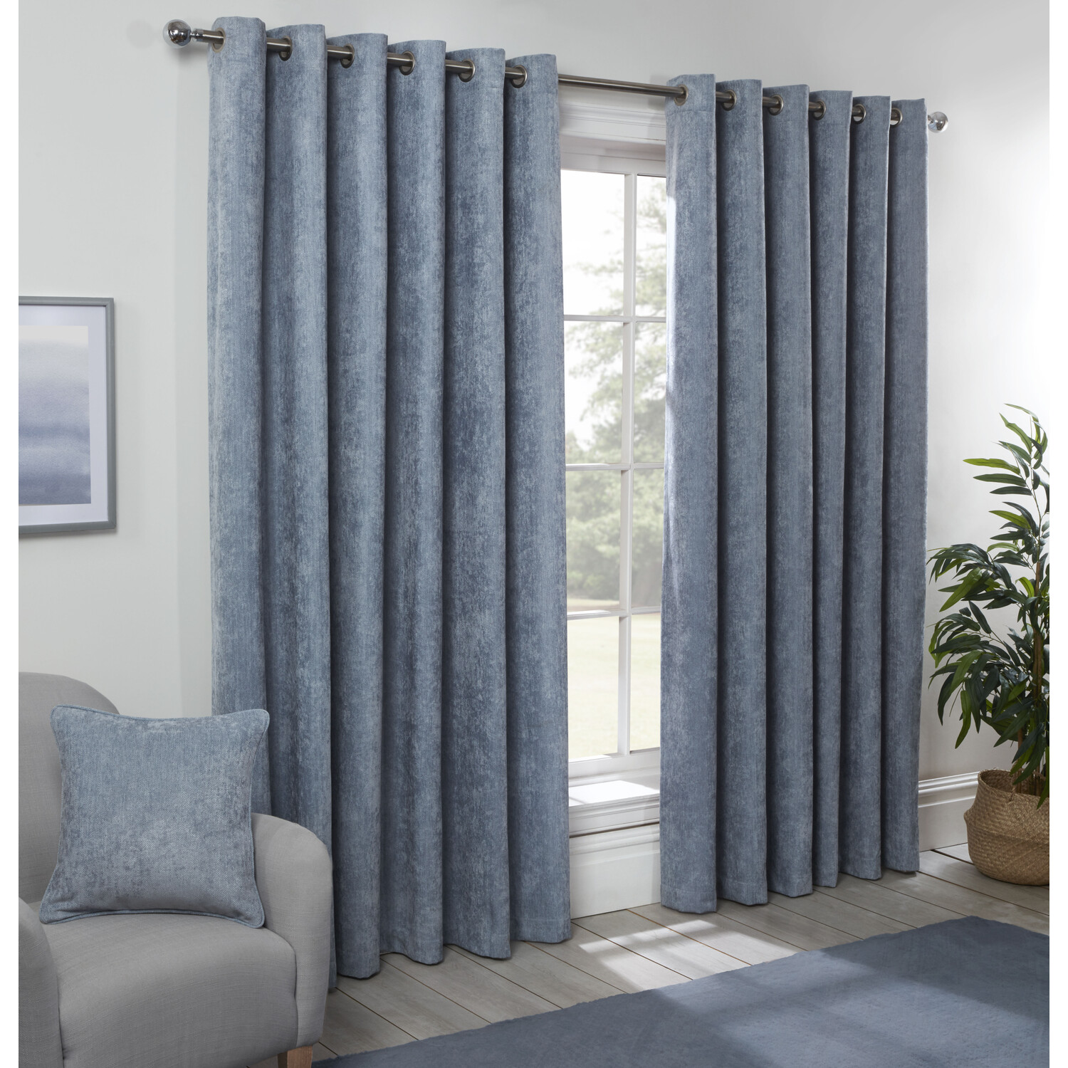 Divante Alden Powder Blue Thermal Curtains 168 x 229cm Image 1