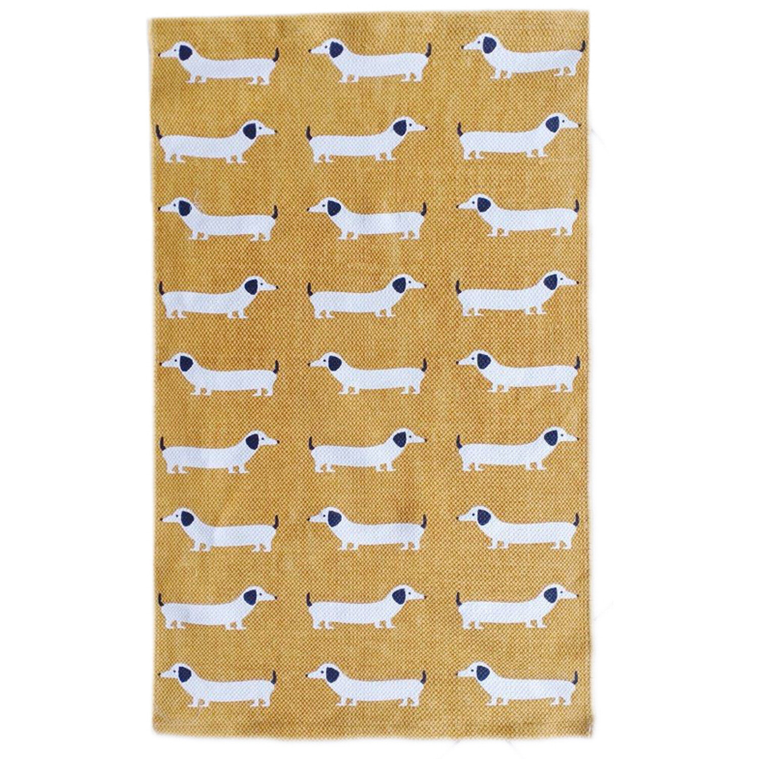 Dachshund Printed Rug - Mustard Image