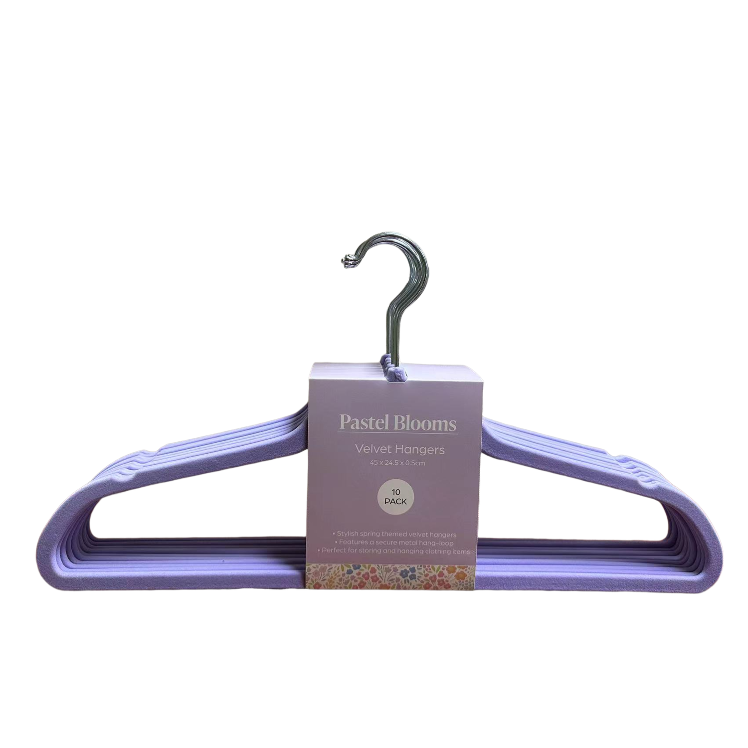 Pack of 10 Pastel Blooms Velvet Hangers - Lilac Image 2