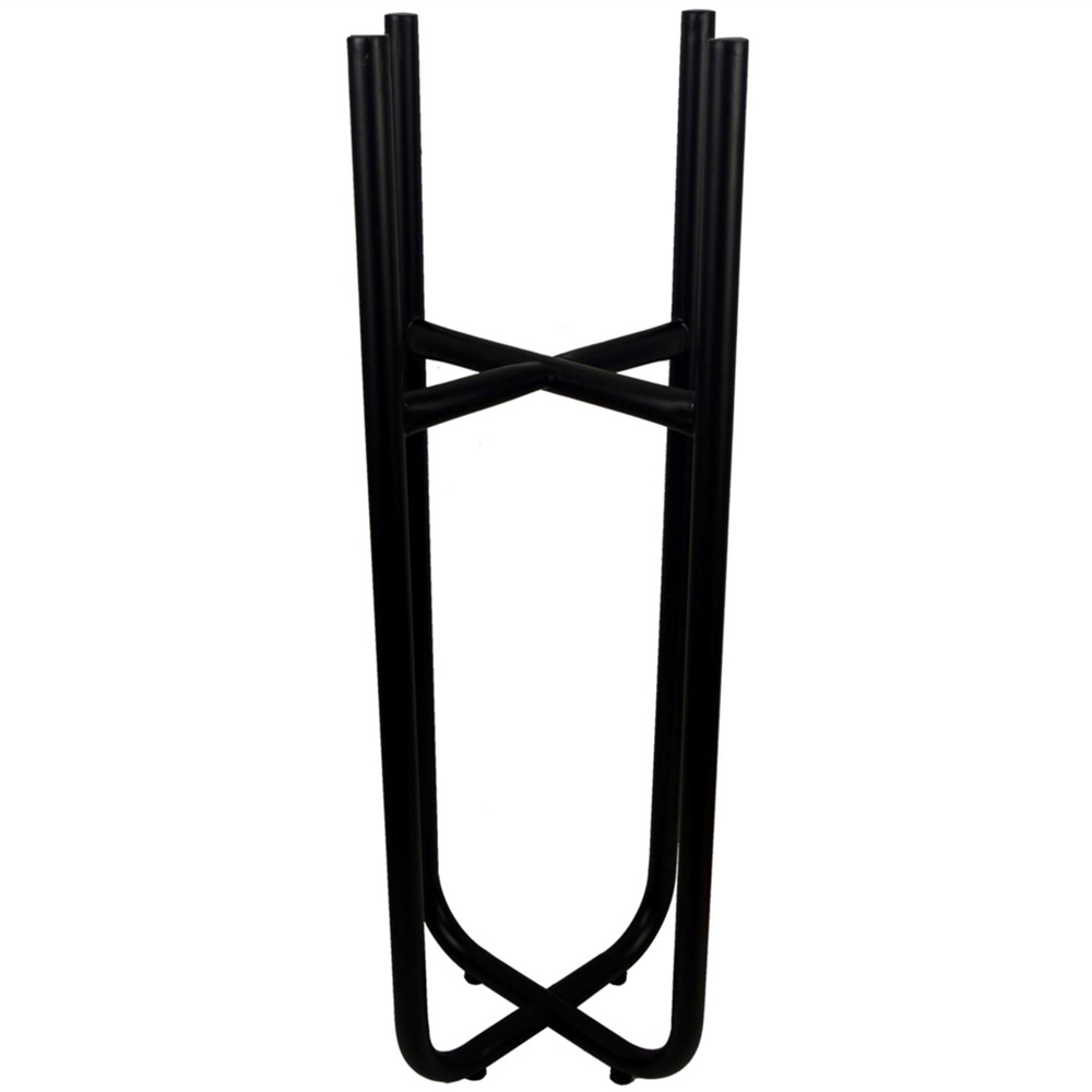 Leaf Tall Black Metal Planter Stand and Silver Planter Set 62 x 18cm Image 3