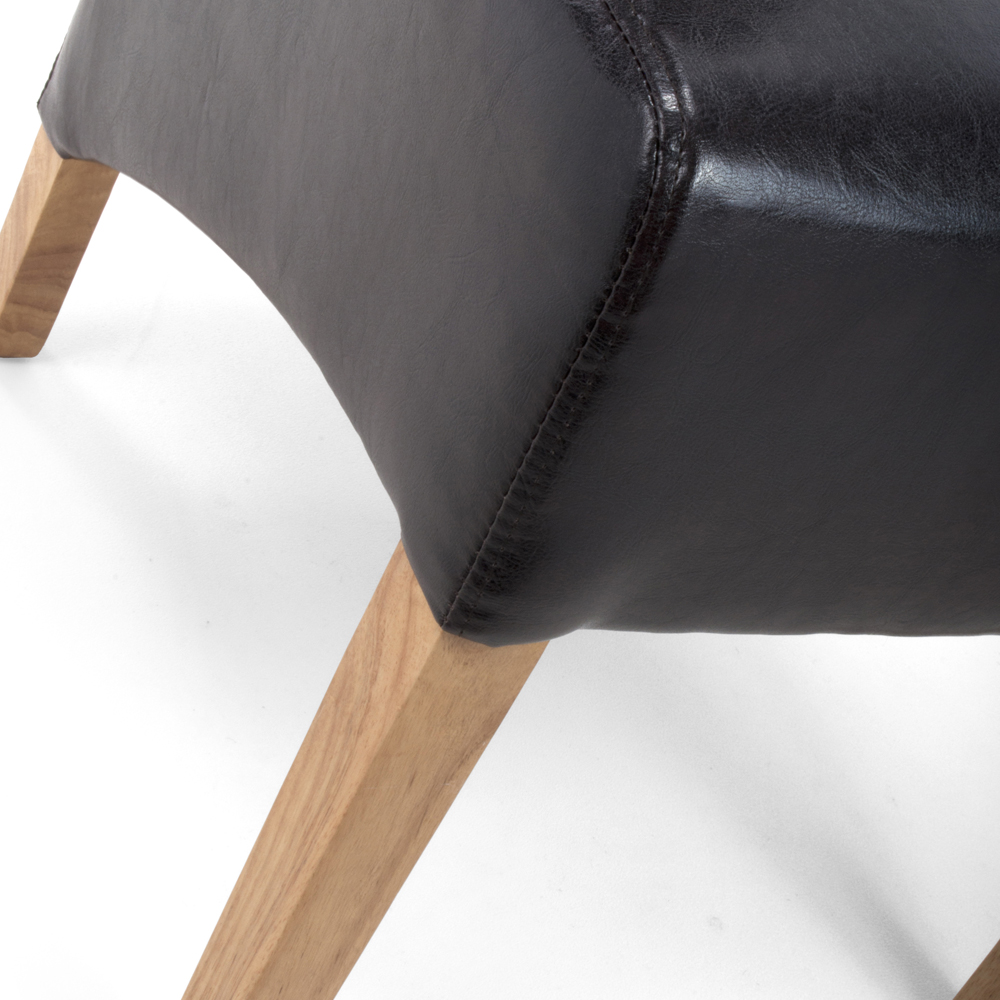 Krista Set of 2 Black Bonded Leather Roll Back Dining Chair Image 5