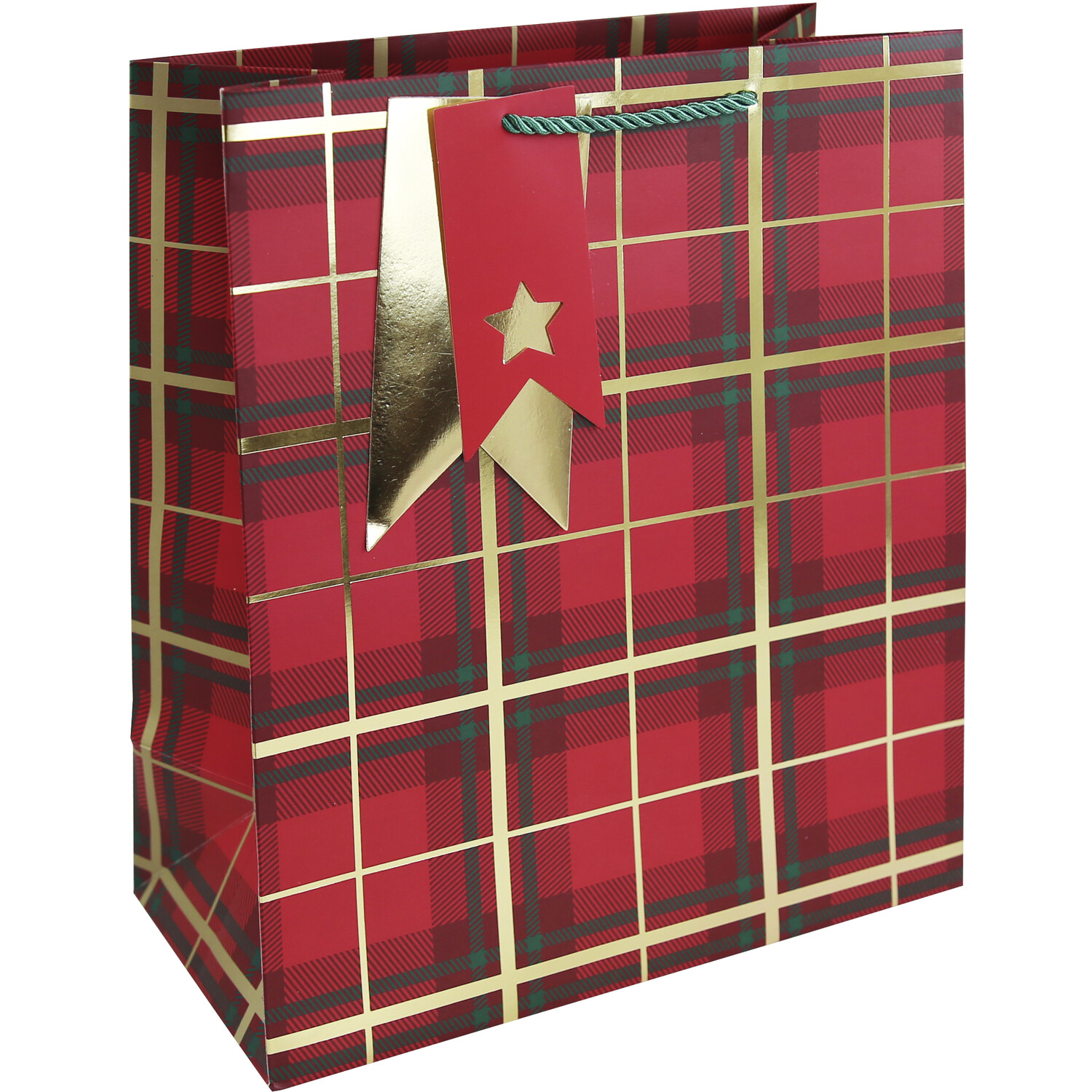 Tartan Christmas Gift Bag - Red / 33cm Image