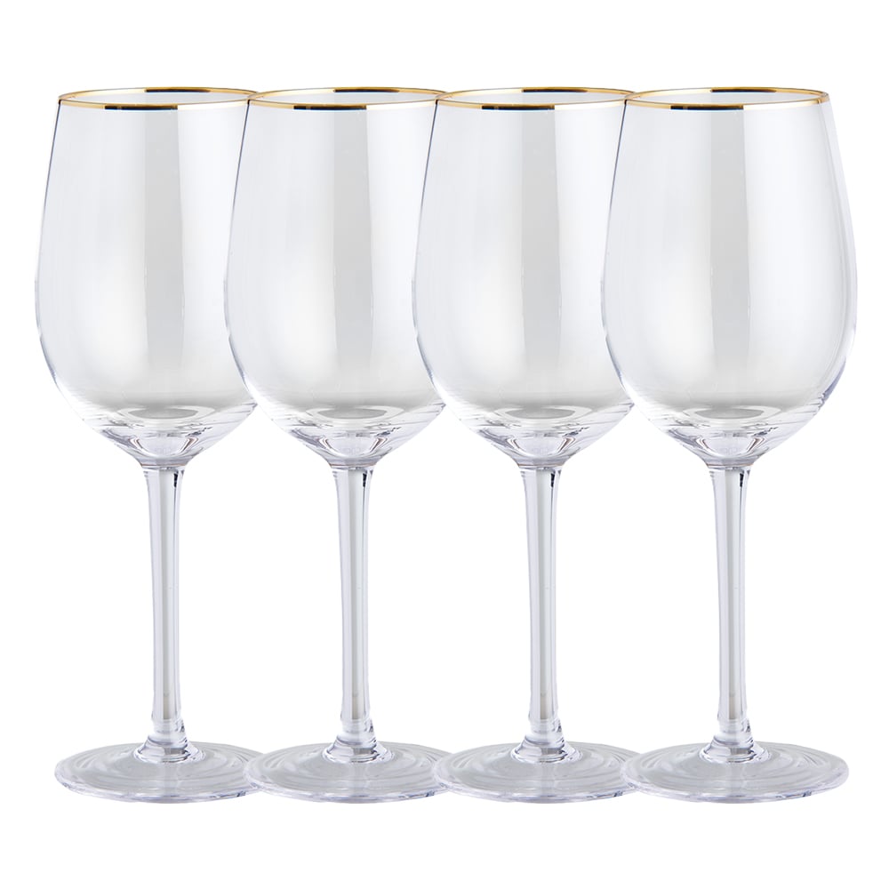 Wilko Gold Rim Wine Glasses 4 Pack Image 1