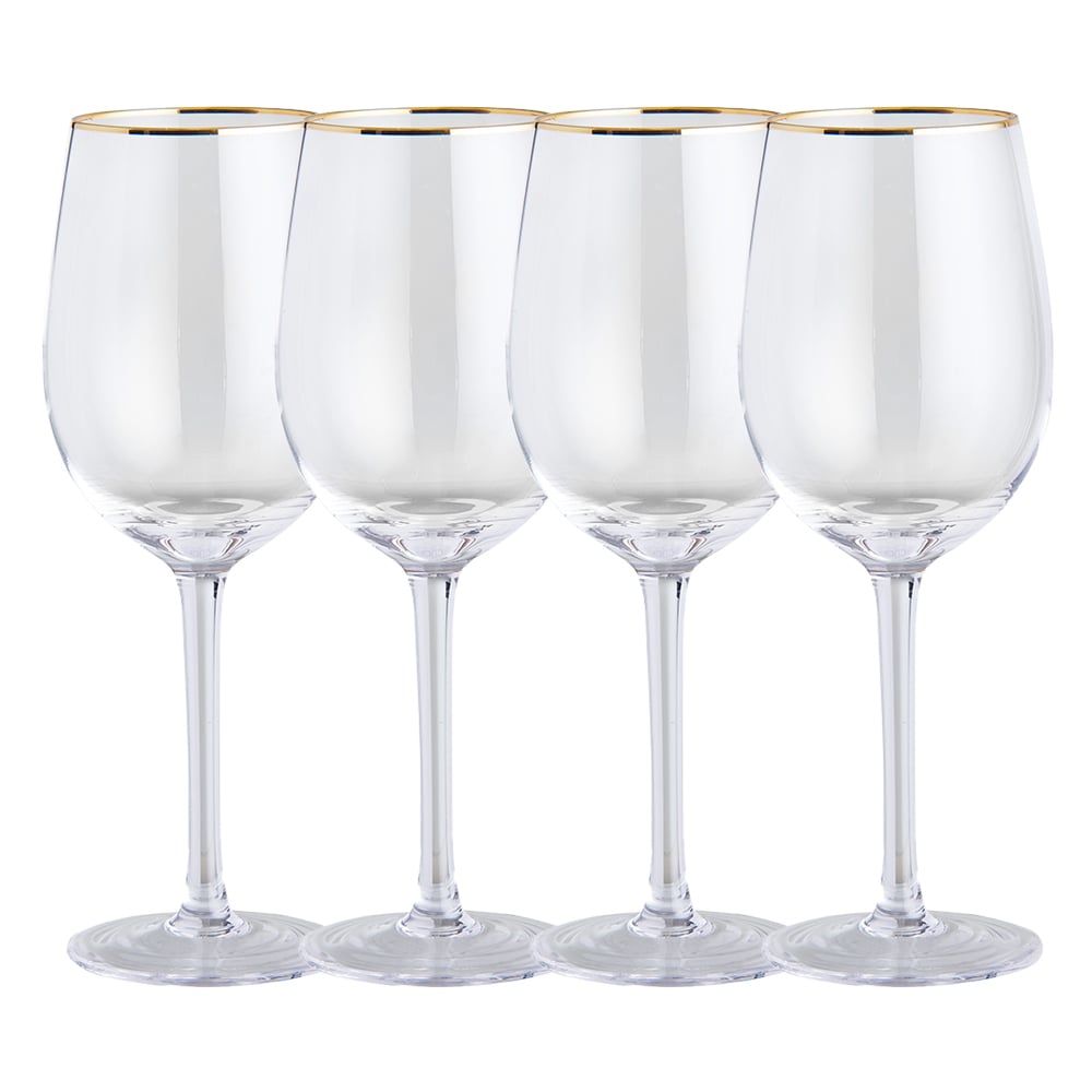 Wilko Gold Rim Wine Glasses 4 Pack Wilko