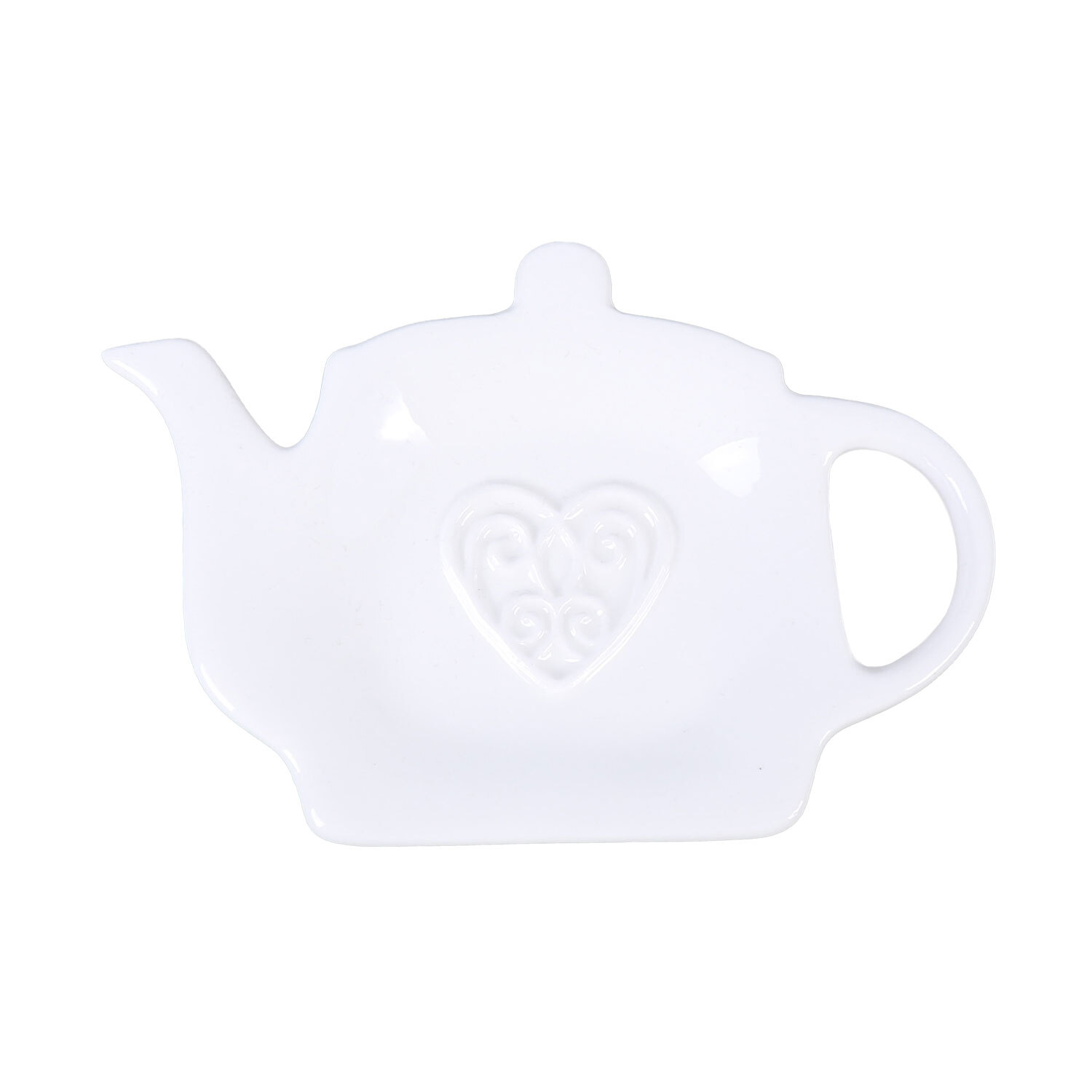 Single Embossed Heart Ceramic Teabag Tidy in Assorted styles Image 2