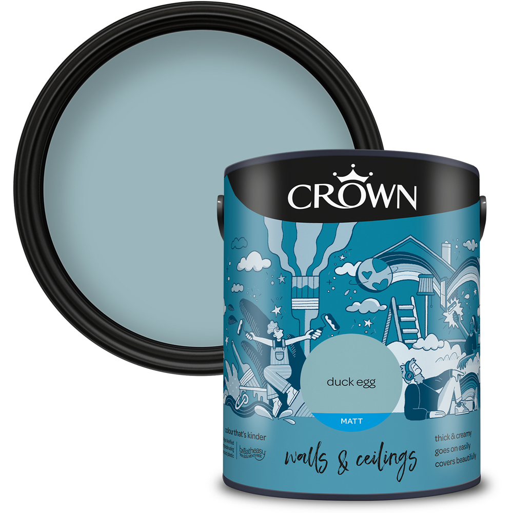 Crown Breatheasy Walls & Ceilings Duck Egg Matt Emulsion Paint 5L Image 1