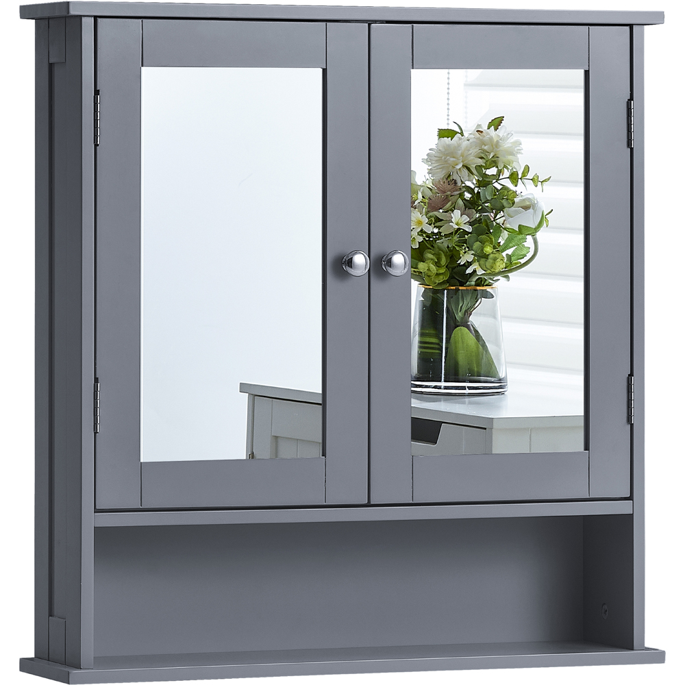 BATH VIDA Priano 2 Door Single Shelf Wood and Grey Bathroom Cabinet Image 2
