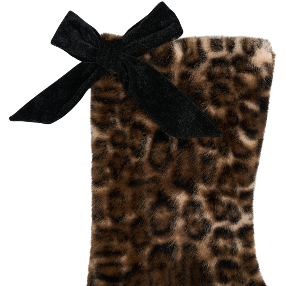 Faux Fur Leopard Print Stocking Image 4