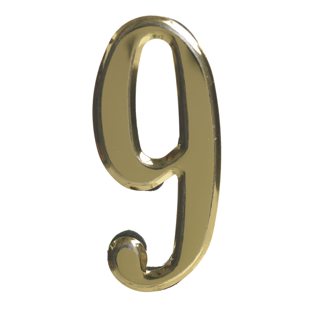 Wilko Self Adhesive Gold Effect Number 9 Sign Image