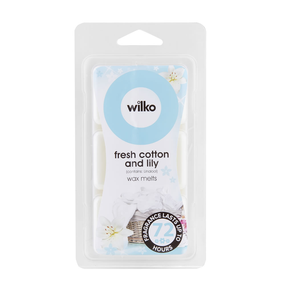 Wilko Fresh Cotton and Lily Wax Melts 6 pack Image 1