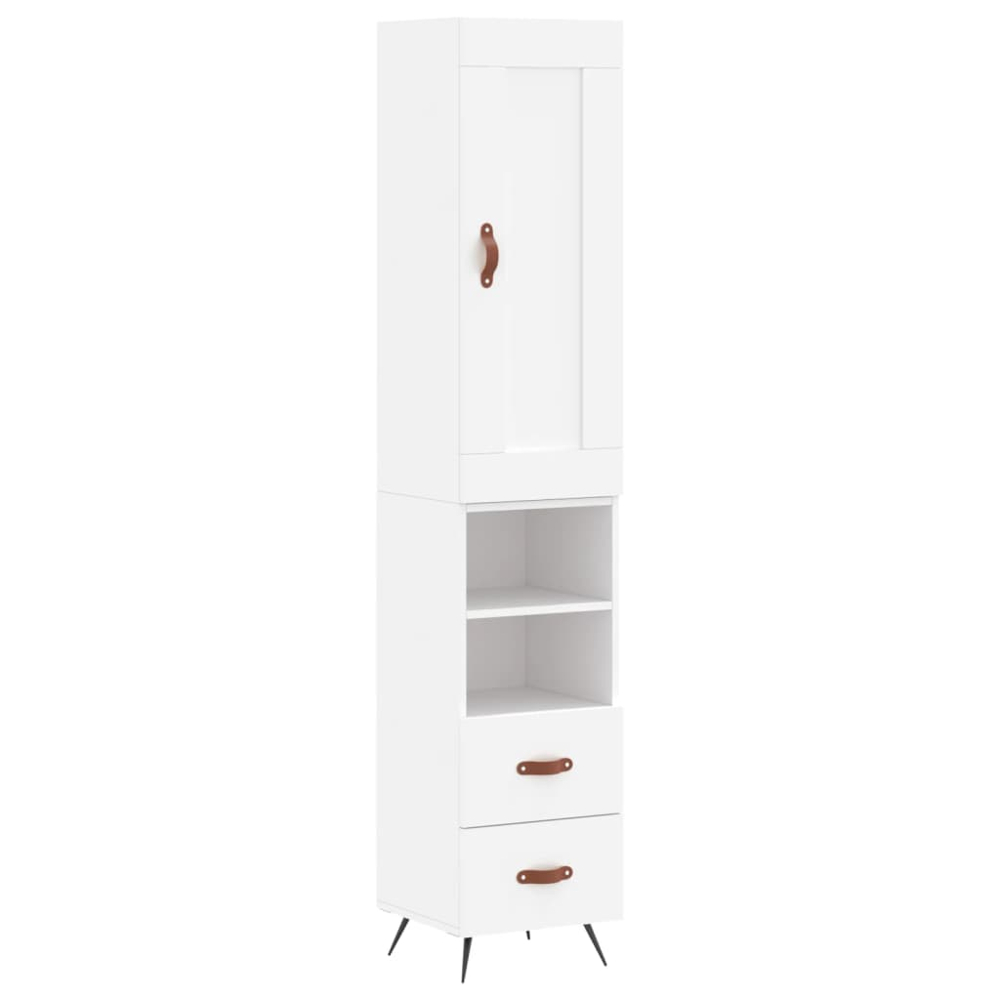 vidaXL Single Door 2 Drawer 2 Shelf White Highboard Image 2