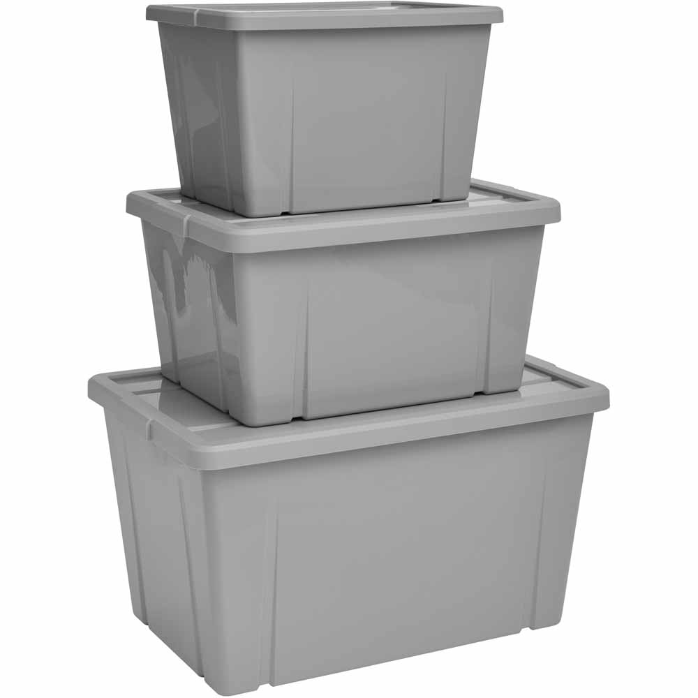 Wilko Grey Storage Box 20l, Grey Storage Boxes With Lids