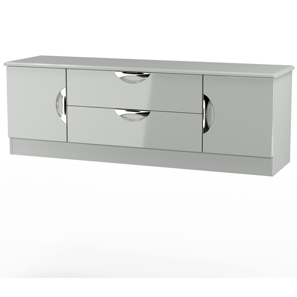 Crowndale Camden 2 Door 2 Drawer Grey Gloss and Dusk Grey Wide TV Unit Ready Assembled Image 4
