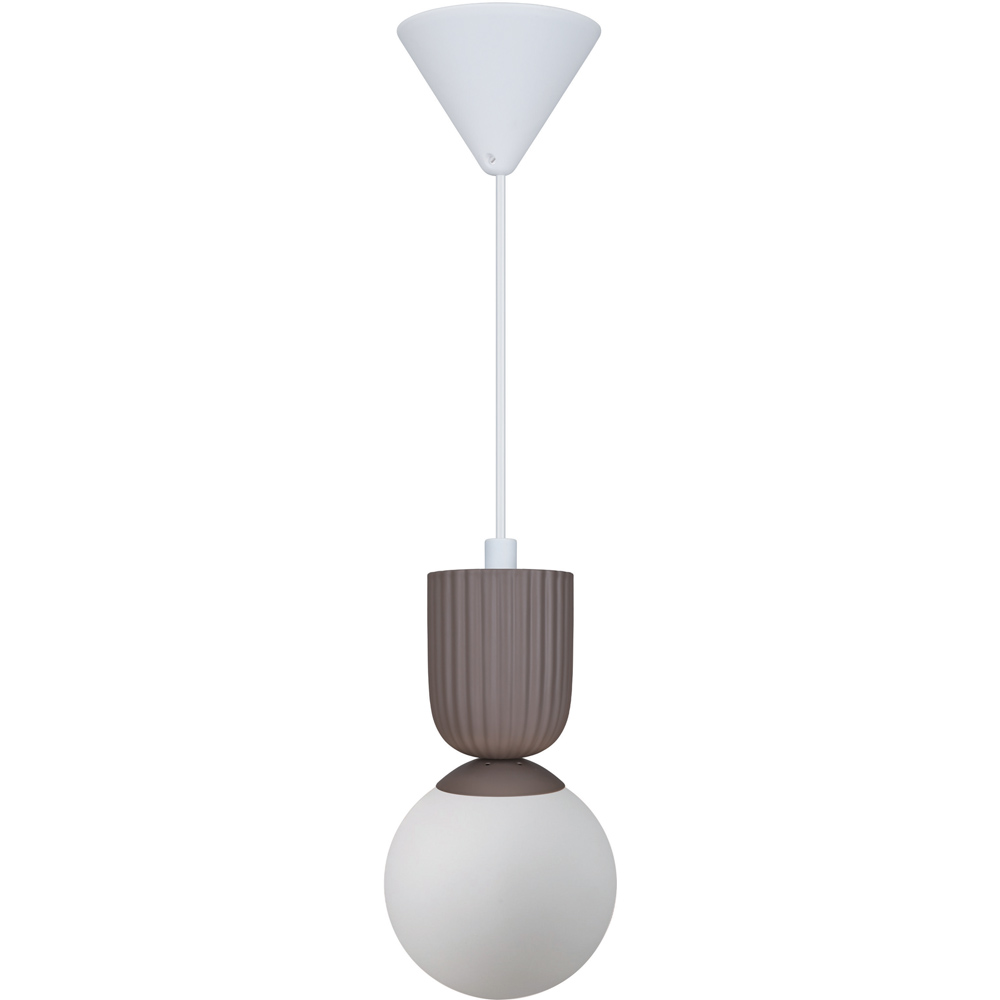 Nordlux Sadie Light Brown Opal Glass Dome Rippled Pendant Light Image 1