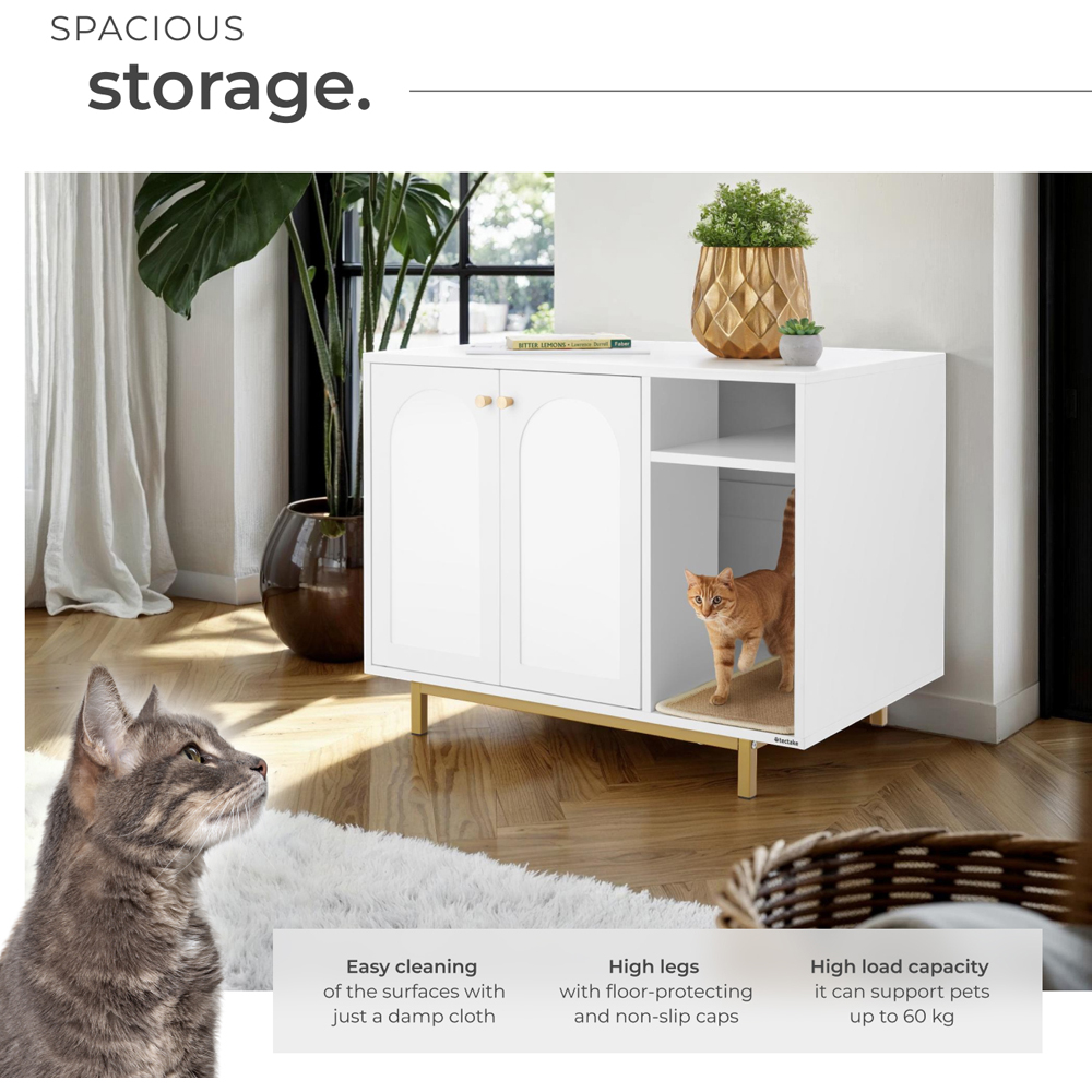 tectake Kalea 2 Door Cat Cupboard with Side Entrance and Scratching Mat Image 3