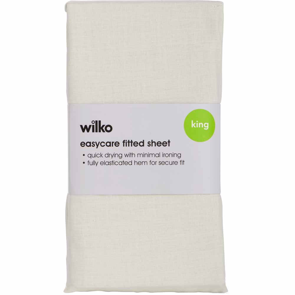 Wilko Easy Care Cream King Size Fitted Sheet Image 2
