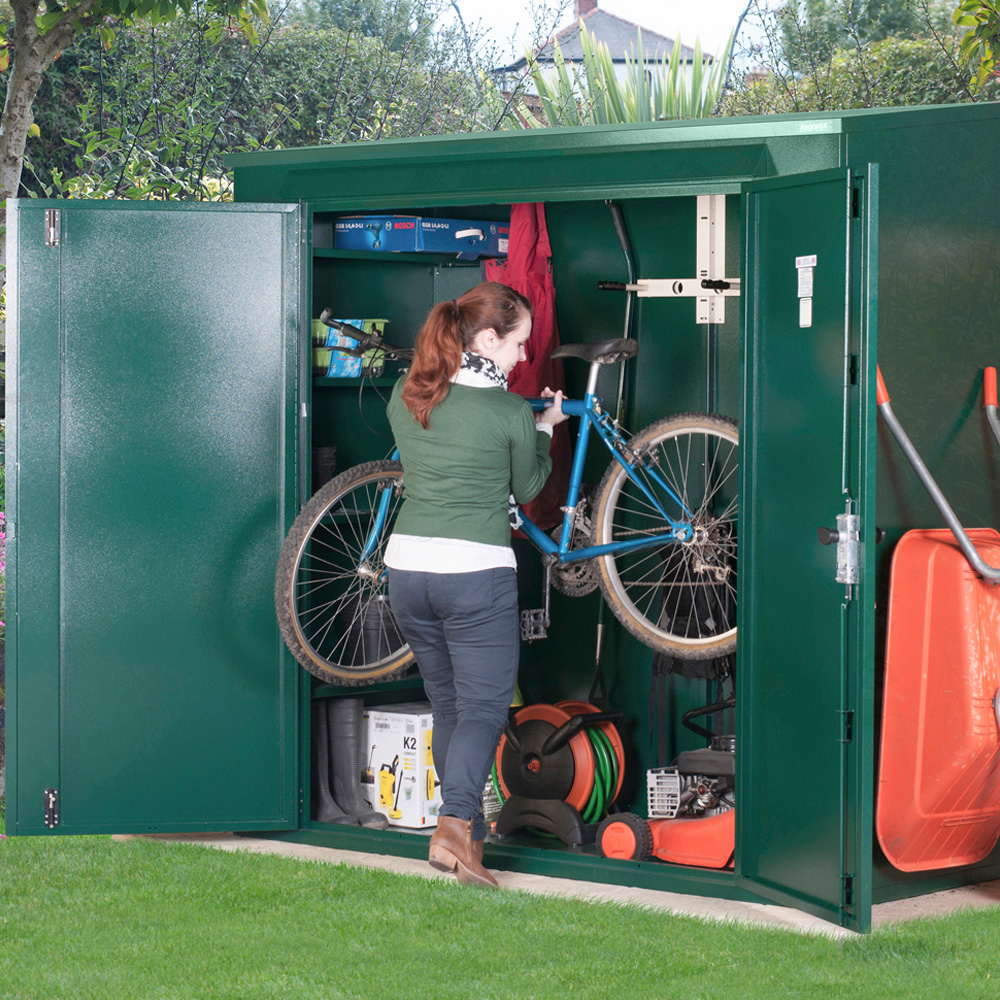 Asgard Trojan Plus 7 x 3ft Double Door Green Bike and Garden Shed Image 8