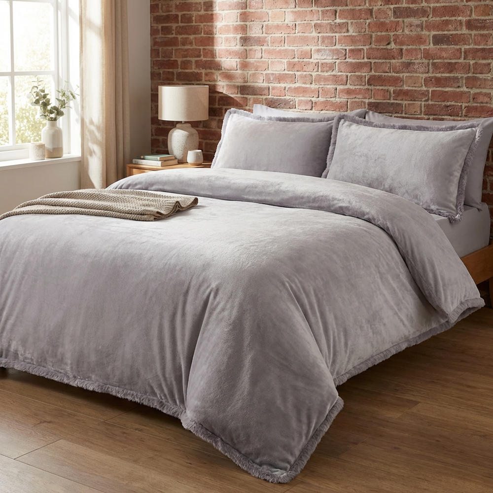 Selena Velvet Duvet Set Grey King Image 8