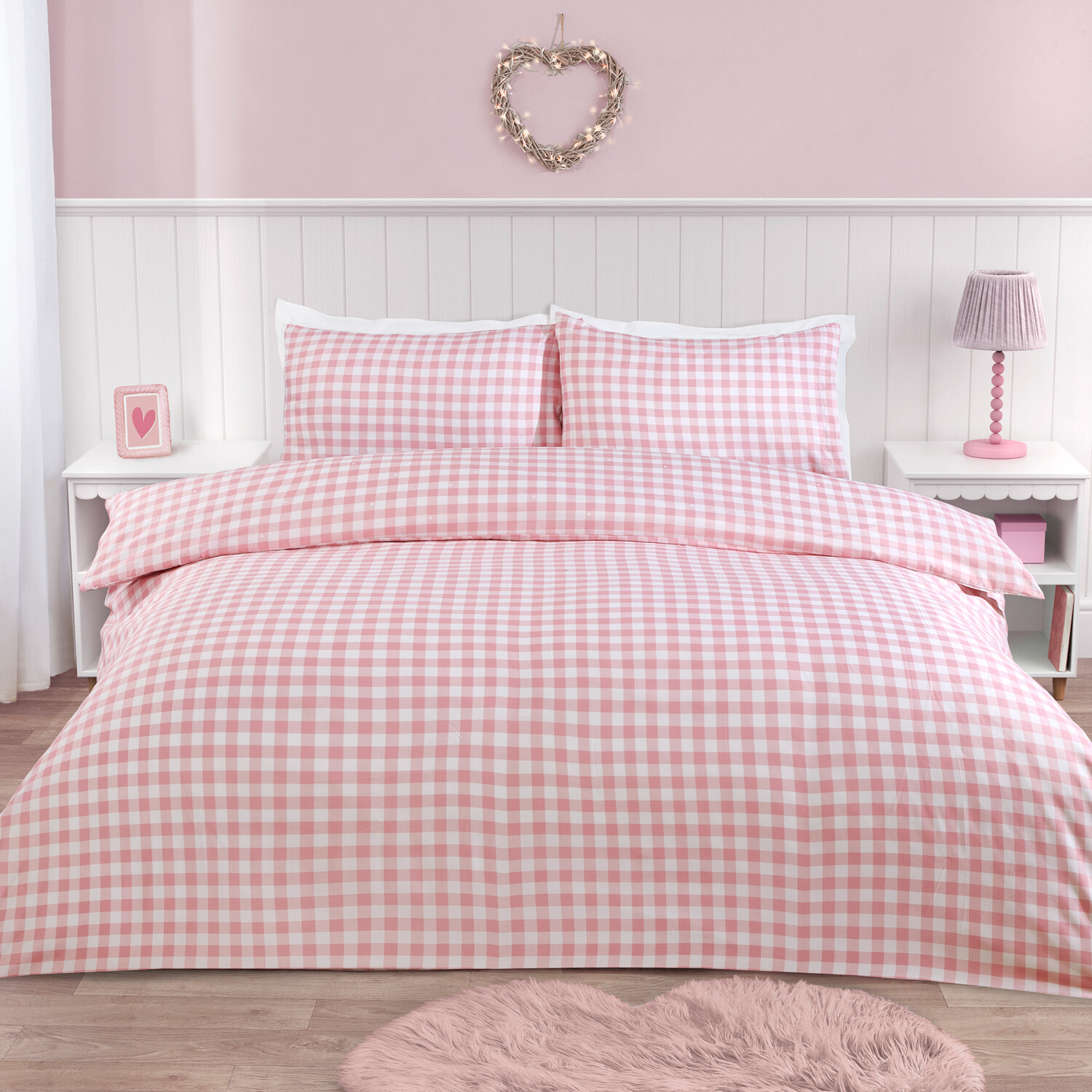 Maisie Check Duvet Set Pink Single Image 2