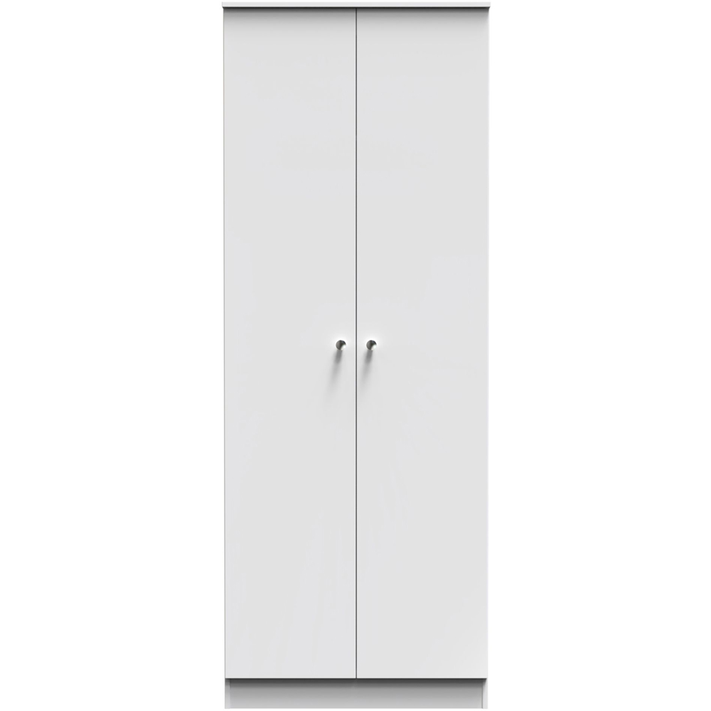 Crowndale Yarmouth Ready Assembled 2 Door Gloss White Tall Double Wardrobe Image 2