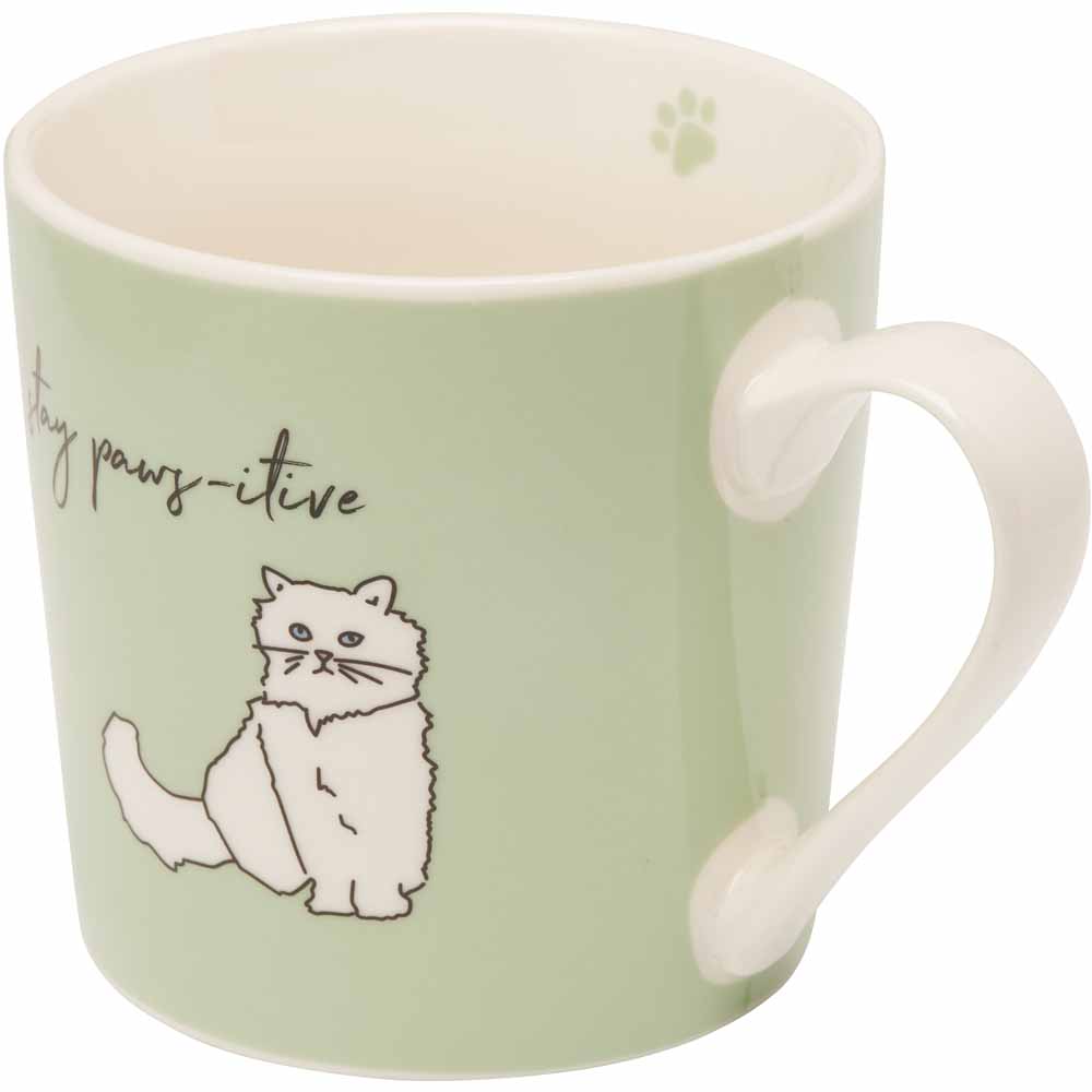 Wilko 'Stay Pawsitive' Cat Mug Image 2