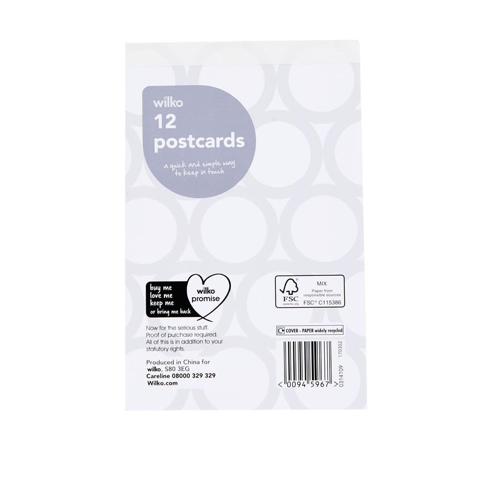 Wilko White Postcards 12 pack Wilko