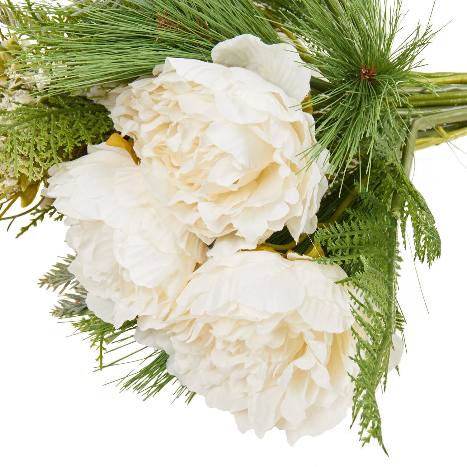 Peony Gypsophelia and Fir Bouquet - White Image 2
