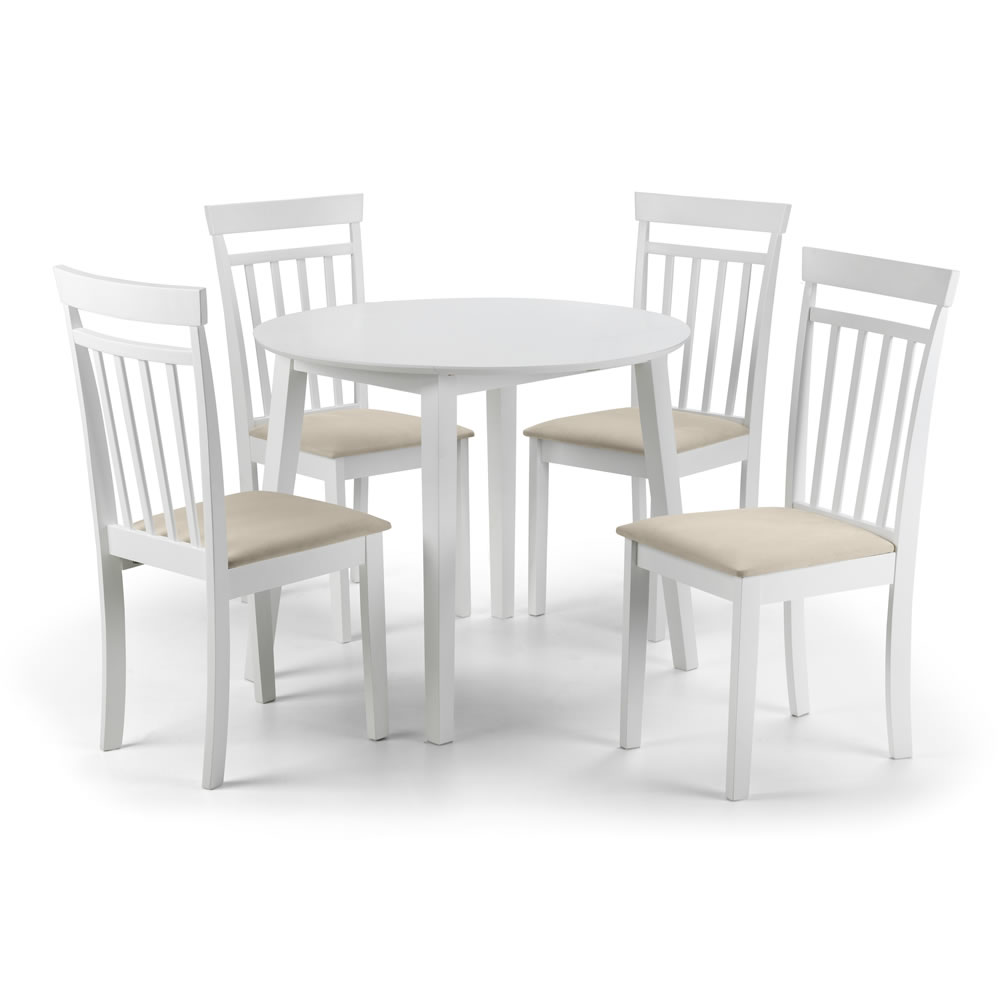 Julian Bowen Coast White Dining Table with 4 Chairs Image 1