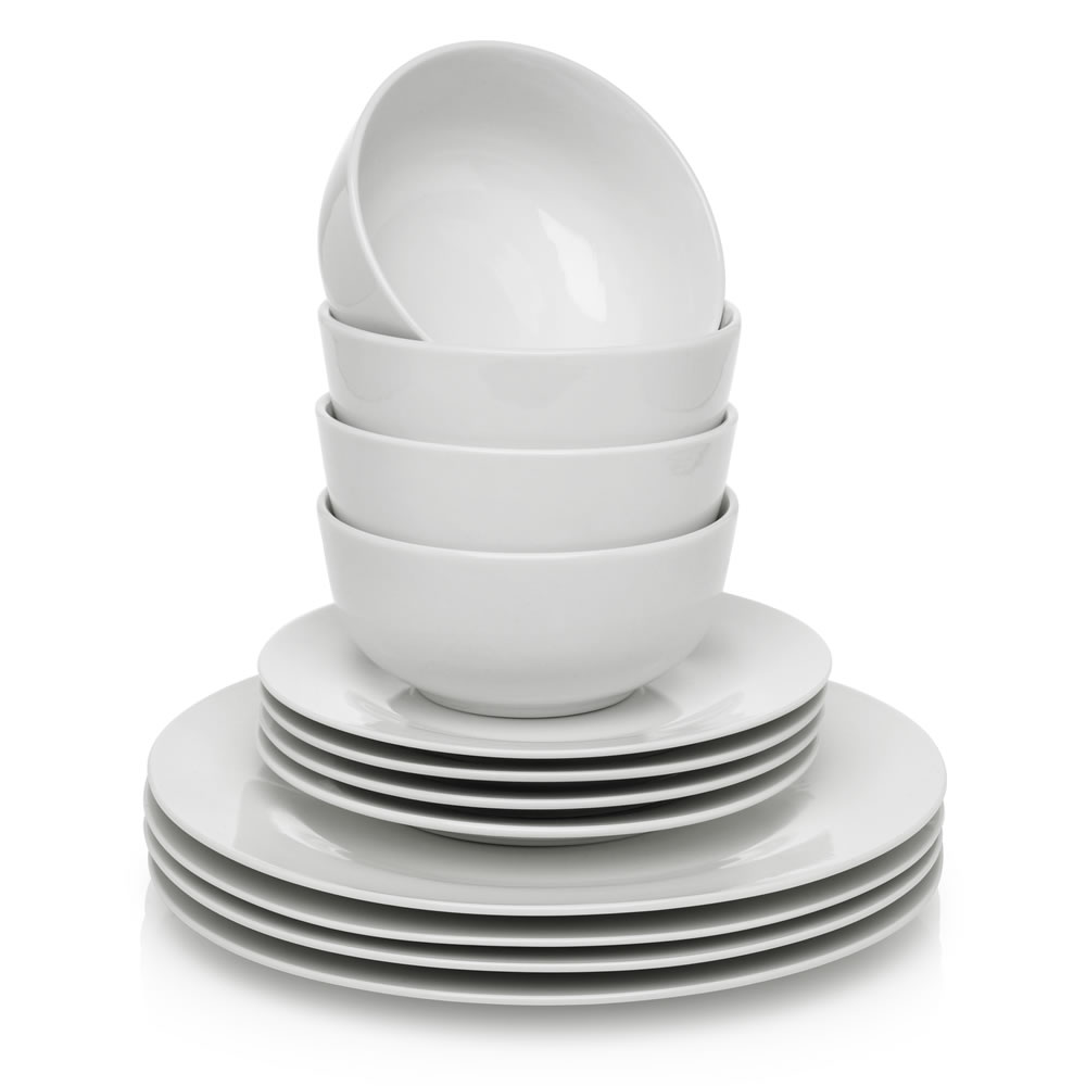 Wilko 12 piece White Dinner Set Image