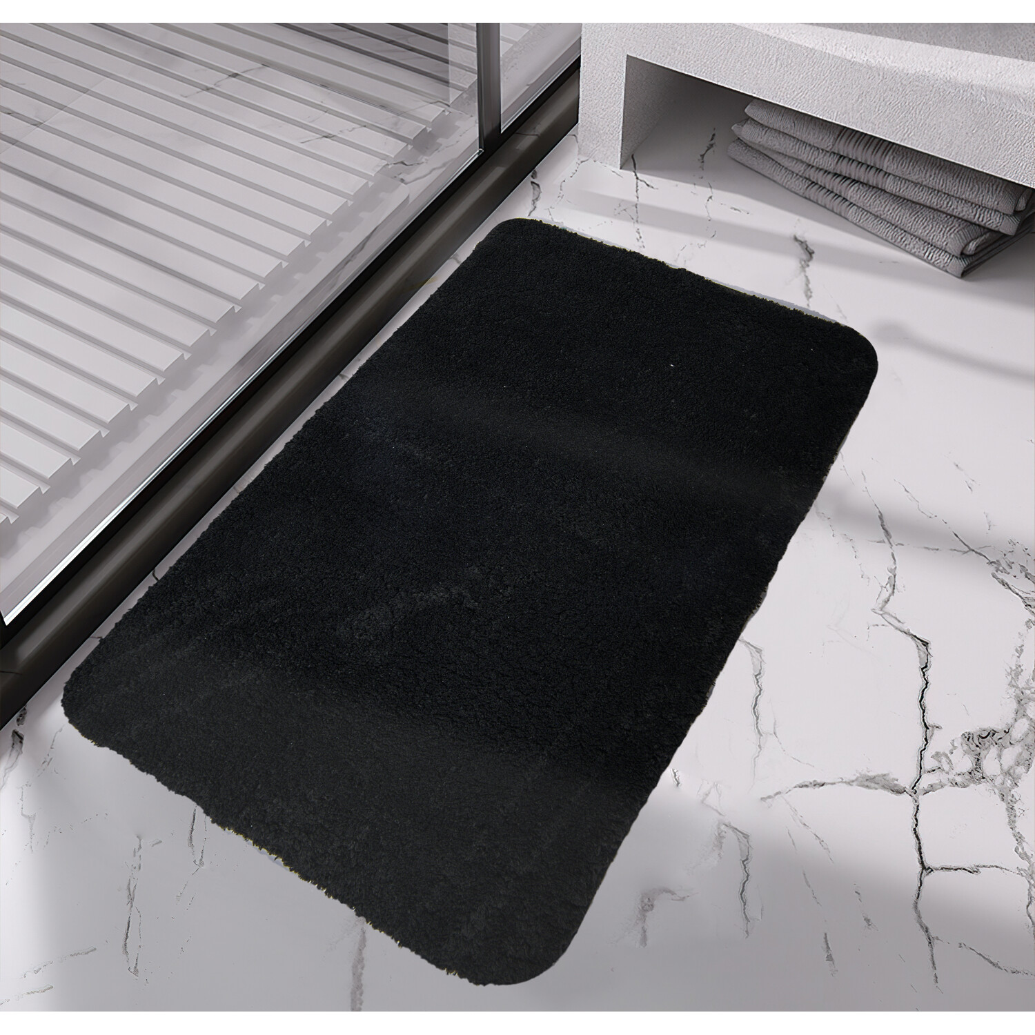 Black Supersoft Bathmat 75 x 45cm Image 2