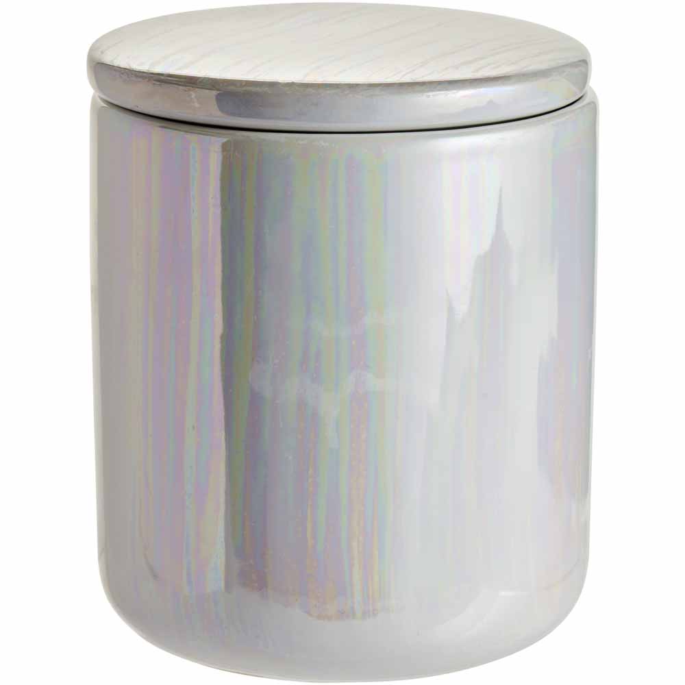 Wilko White Pearlescent Canister Image 1