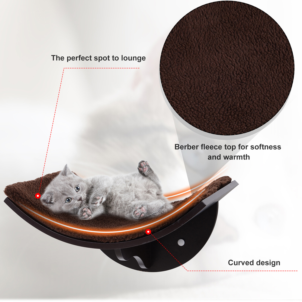 PawHut Brown Wall Mounted Shelf Perch Cat Bed Image 3