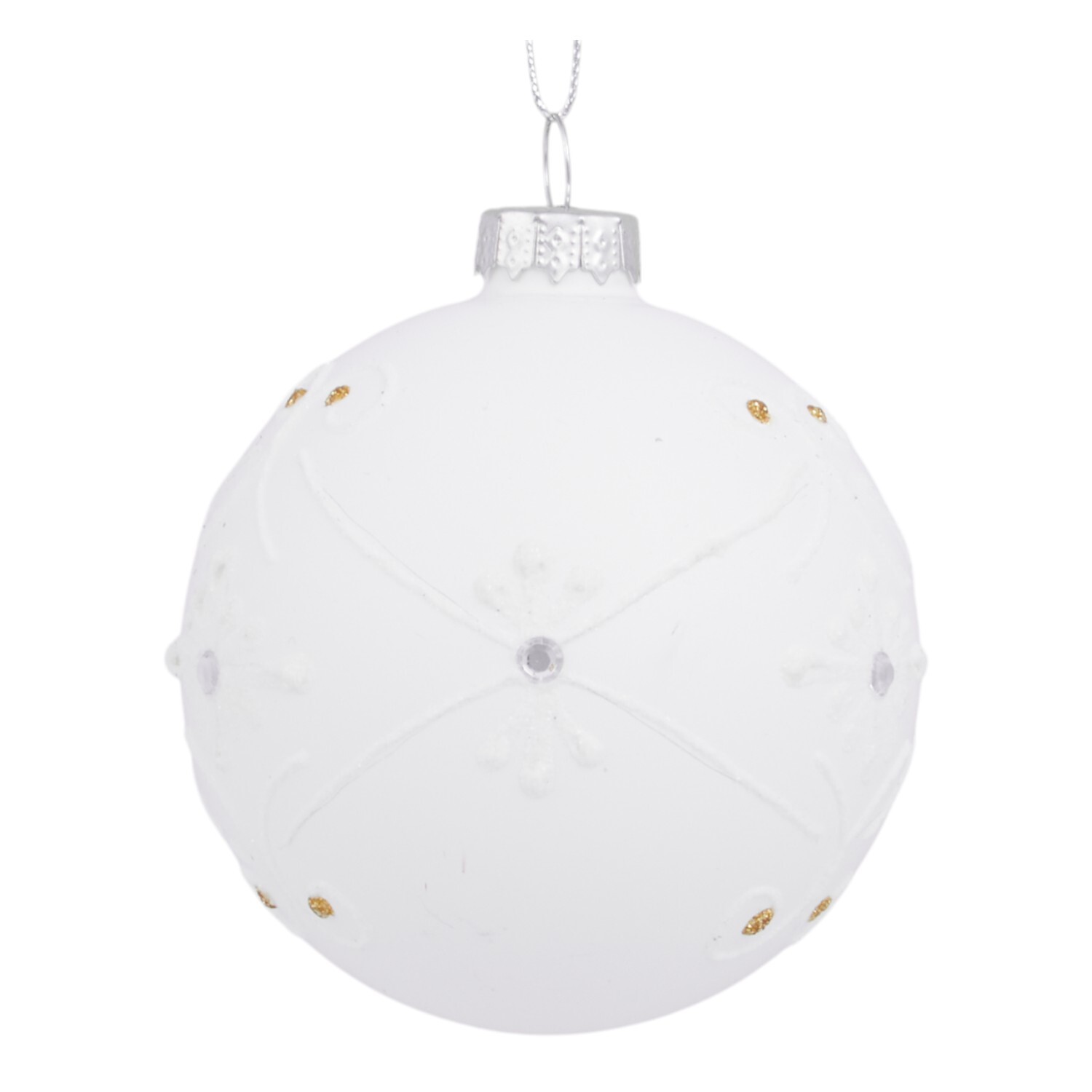 White Matte Embellished Bauble Image 2